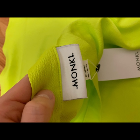 Monki Brisa Satin midi skirt in lime green size 36 - Picture 5 of 7